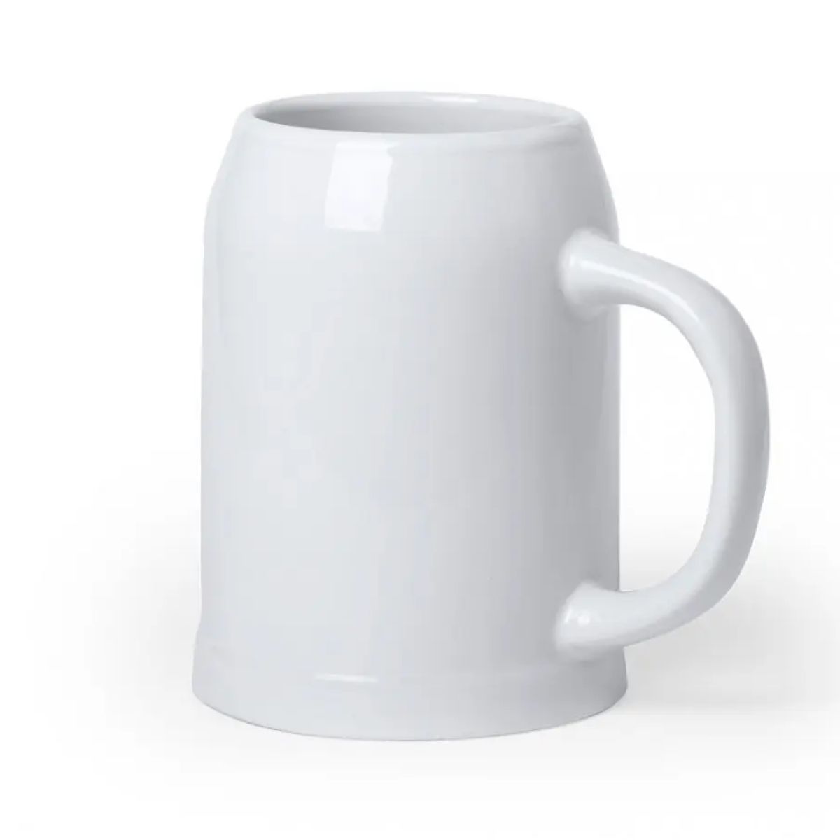 Vooraanzicht van porseleinen bierpul Hamburg 70 cl. met robuuste vorm en glad oppervlak.