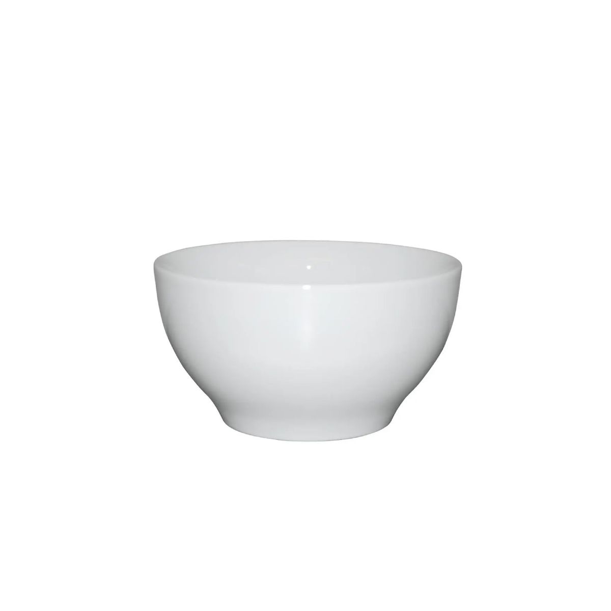 Porseleinen bowl wit 12 cm in vooraanzicht, met gladde wand en egale afwerking zonder opdruk.