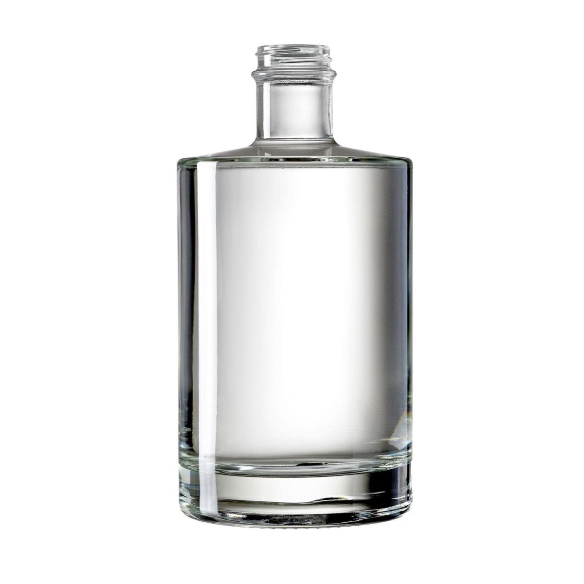 Transparante glazen fles Berlin van 0,7 liter in recht vooraanzicht, zonder opdruk of dop zichtbaar.