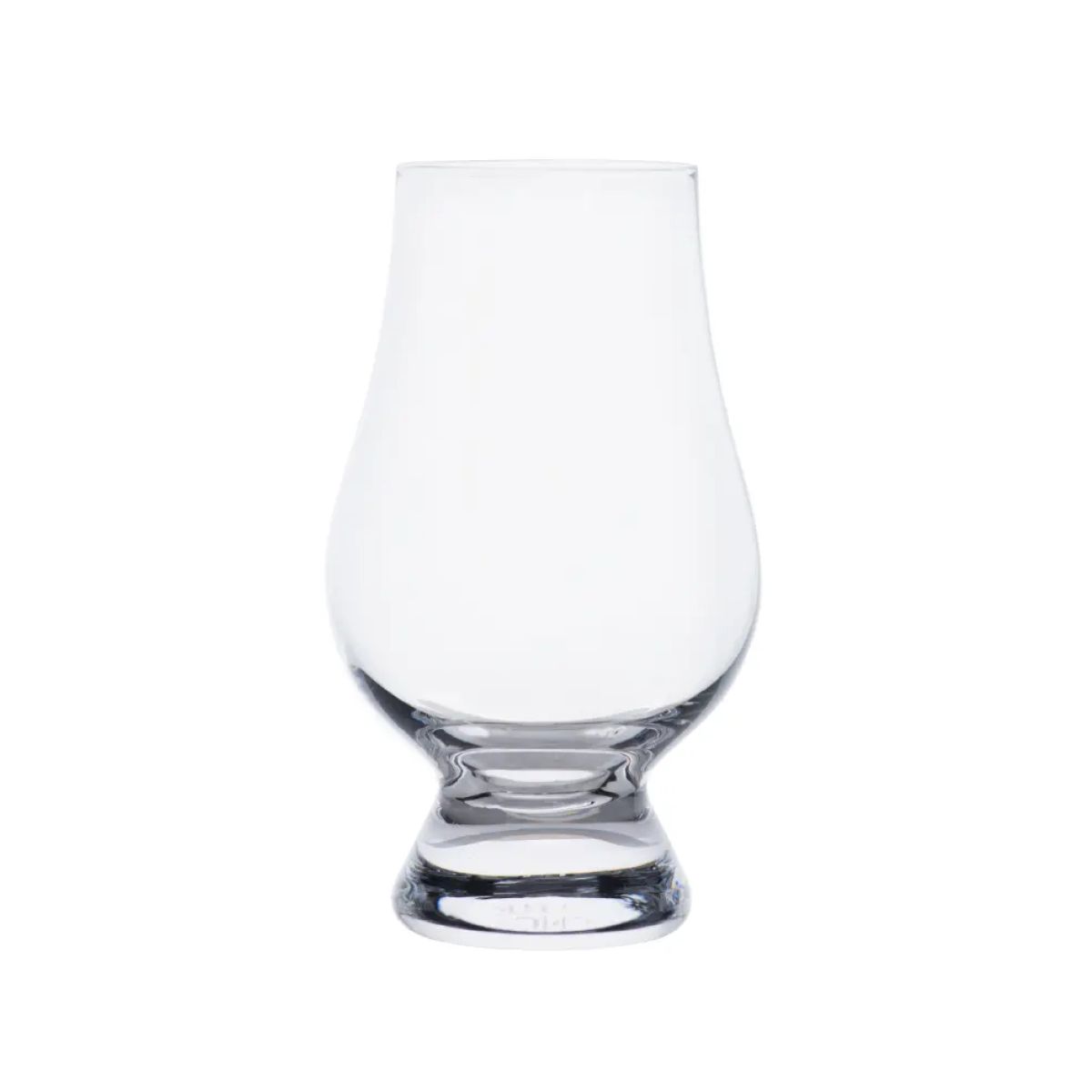 Vooraanzicht van een helder Glencairn whiskyglas 20 cl. van glas, met klassiek tulpvormig design.