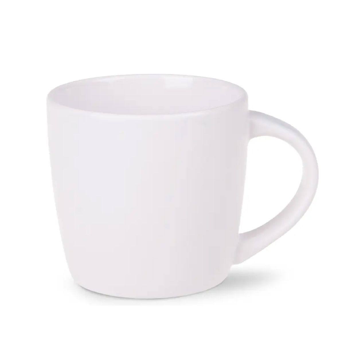 Vooraanzicht van Handy mok wit 30 cl. porselein met rechte wanden en glad, glanzend oppervlak.
