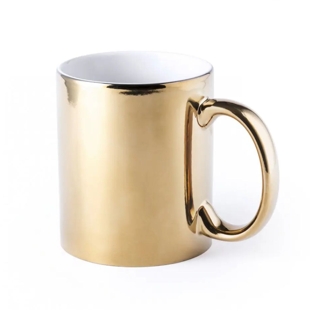 Vooraanzicht van mok Jasper 35 cl. in goud porselein en geschikt voor gravure.