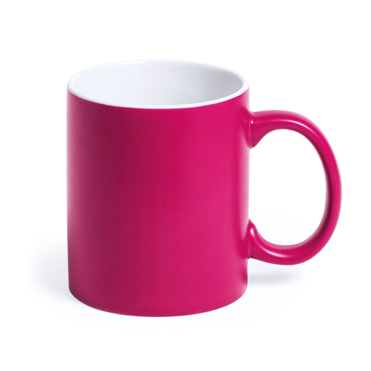 Vooraanzicht van Mok Lisa 35 cl. met roze buitenzijde, gemaakt van porselein en geschikt voor graveren.