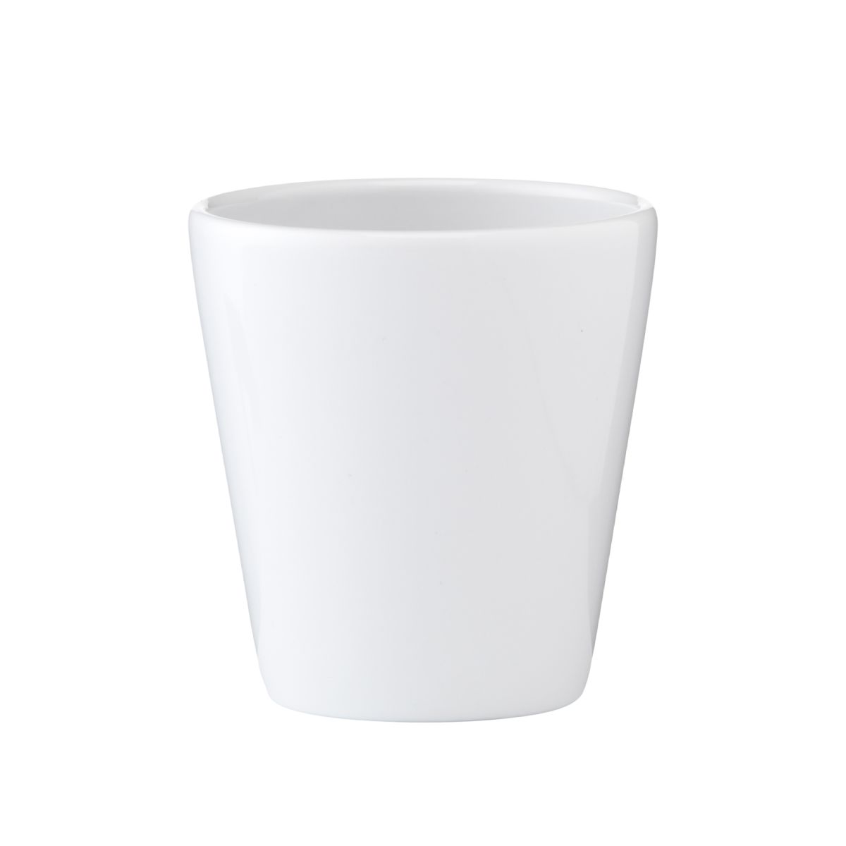 Vooraanzicht van mok Palermo zonder oor, porselein 20 cl. met strak cilindrisch ontwerp.