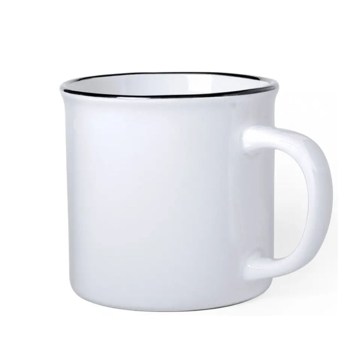 Vooraanzicht van mok Sinora 30 cl van wit porselein met rechte vorm en glad oppervlak.