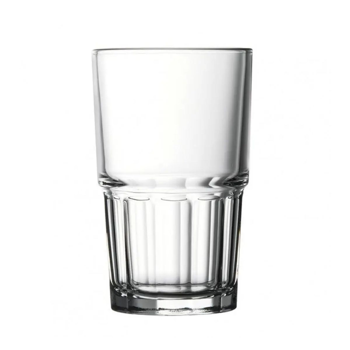 Transparant Next Longdrink Stapel 28,4 cl. in vooraanzicht, met stapelbaar ontwerp en rechte wanden.