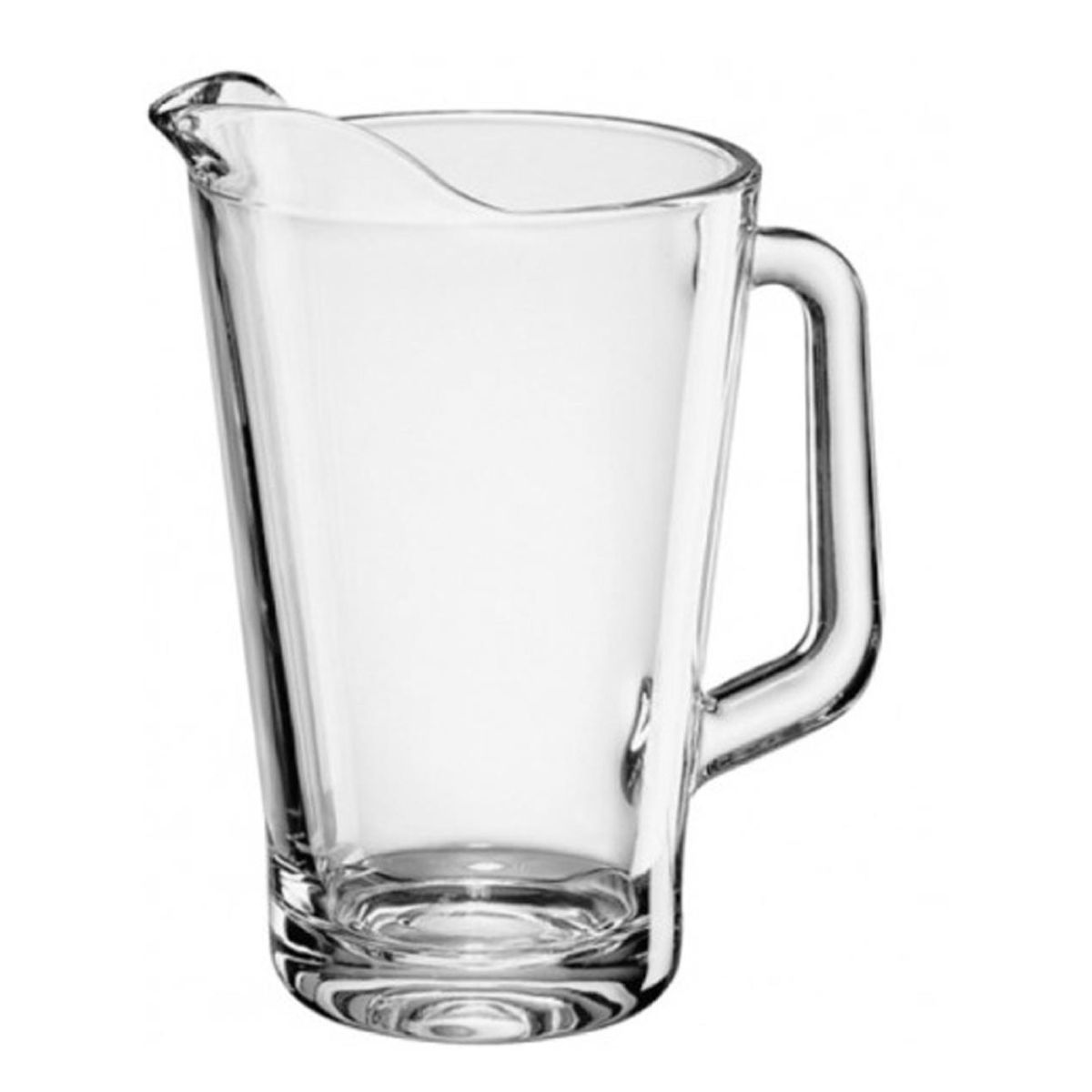 Vooraanzicht van de Pitcher Conic 1,8 liter glas met brede opening en taps toelopend design.