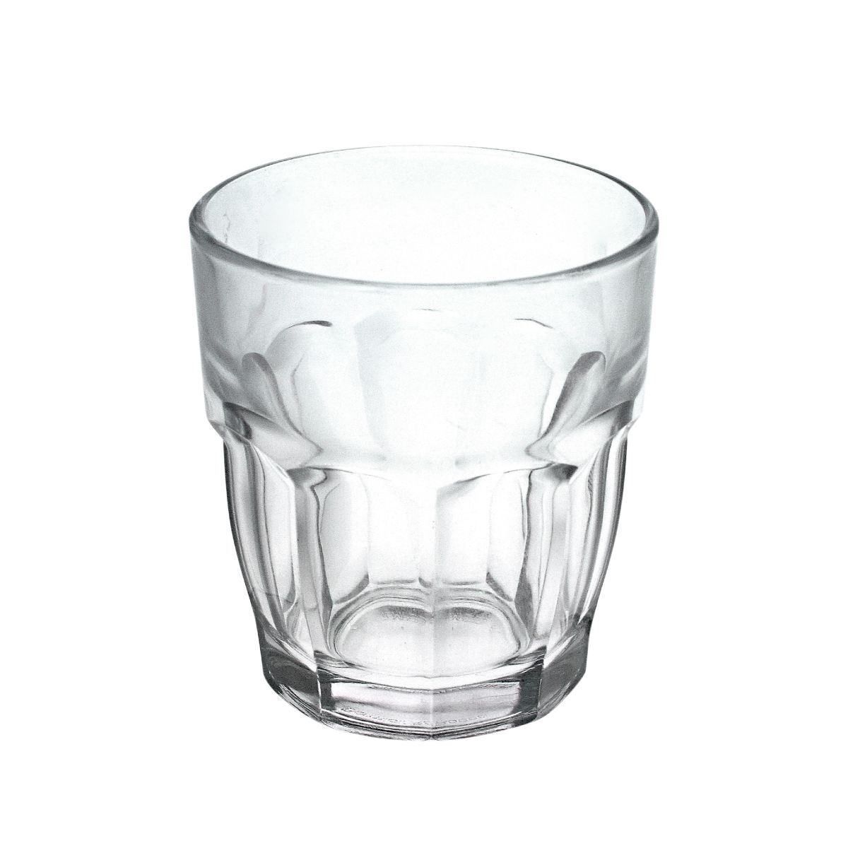 Voorzijde van een transparant Rockbar Tumbler glas van 20 cl, geschikt voor cocktails of frisdrank.