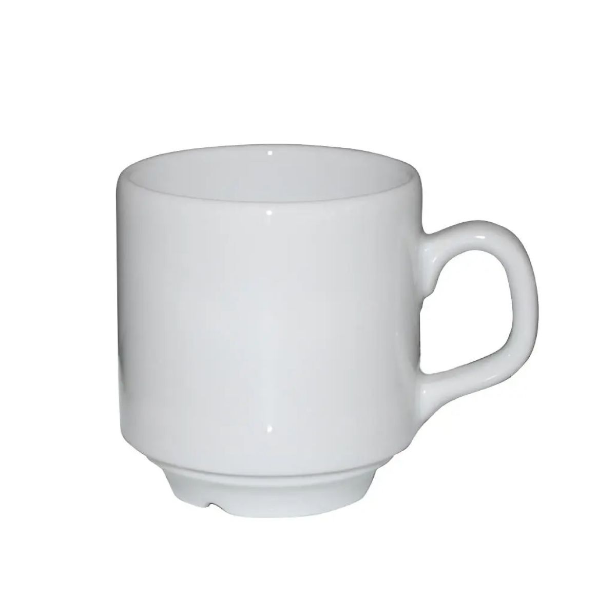 Sara Koffie Kop wit 14 cl. in vooraanzicht met ronde vorm en oor aan de zijkant.