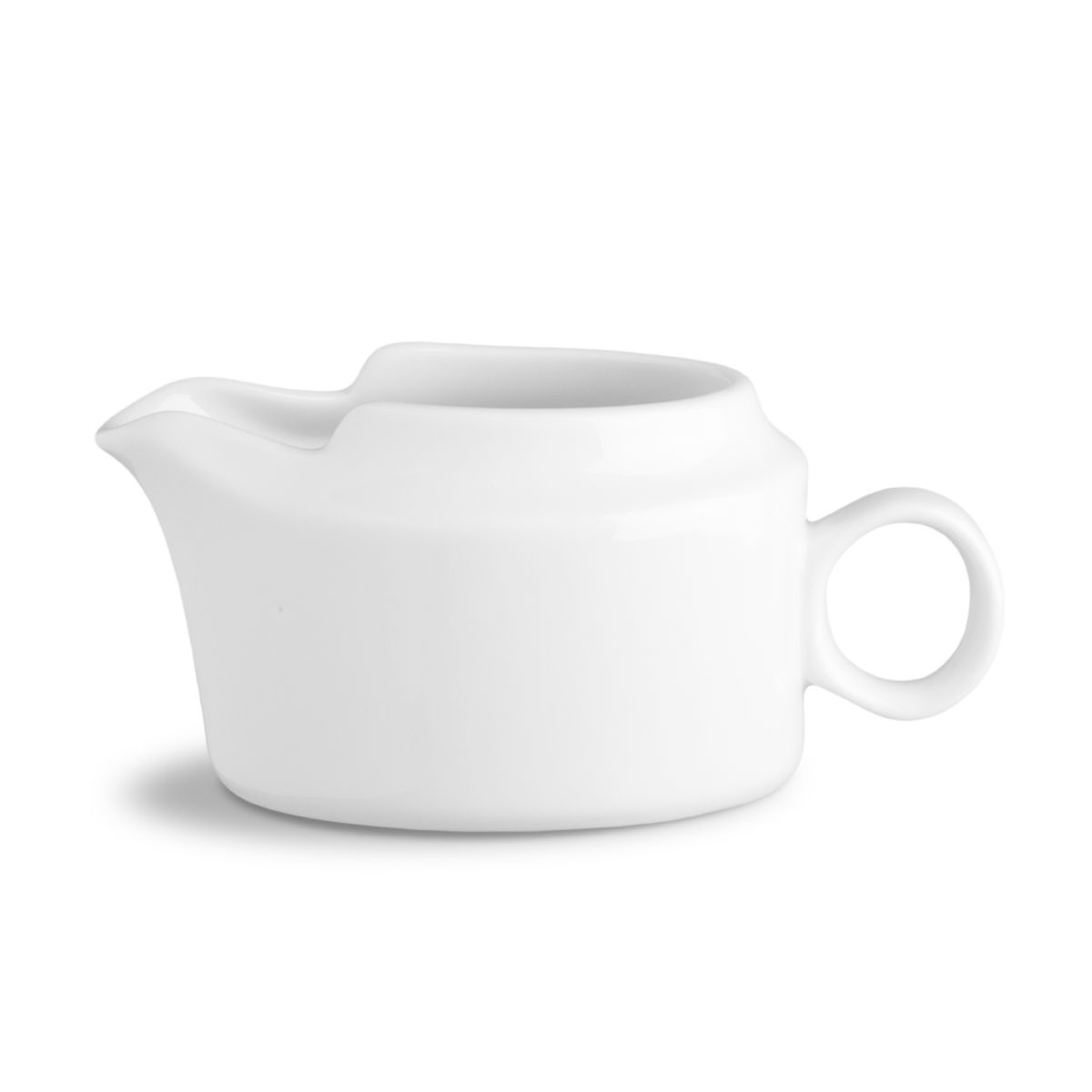 Witte porseleinen sauskom van 25 cl in vooraanzicht, geschikt voor serveren van sauzen en dressings.