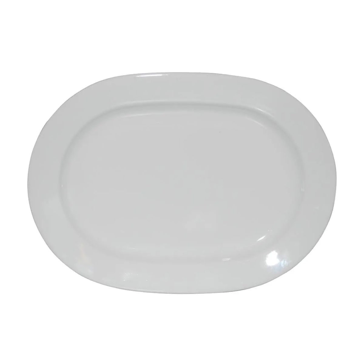 Porseleinen schaal Ovaal Eva wit 24 x 17,5 cm in vooraanzicht, glad en glanzend oppervlak.