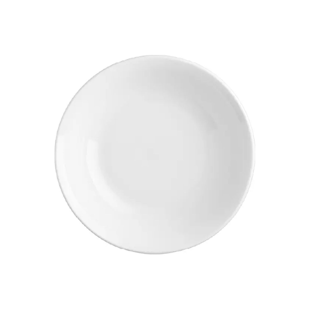 Schaal Princip van 16 cm in wit porselein, recht van voren weergegeven met gladde afwerking.