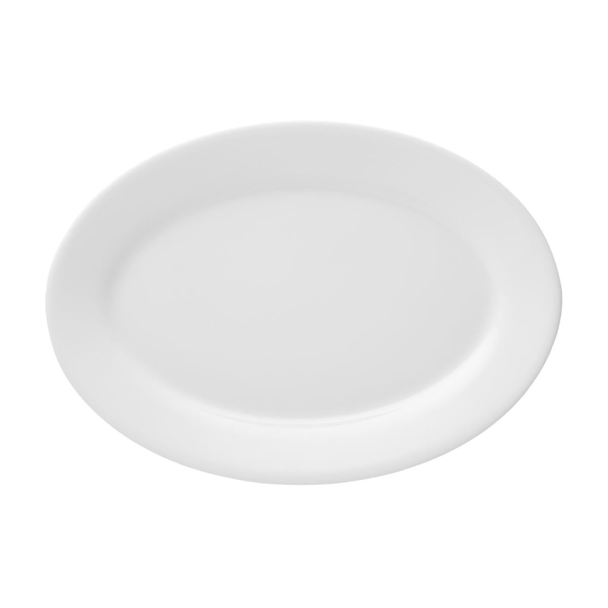 Ovale schaal Princip 24 cm porselein in vooraanzicht met wit glanzend oppervlak.