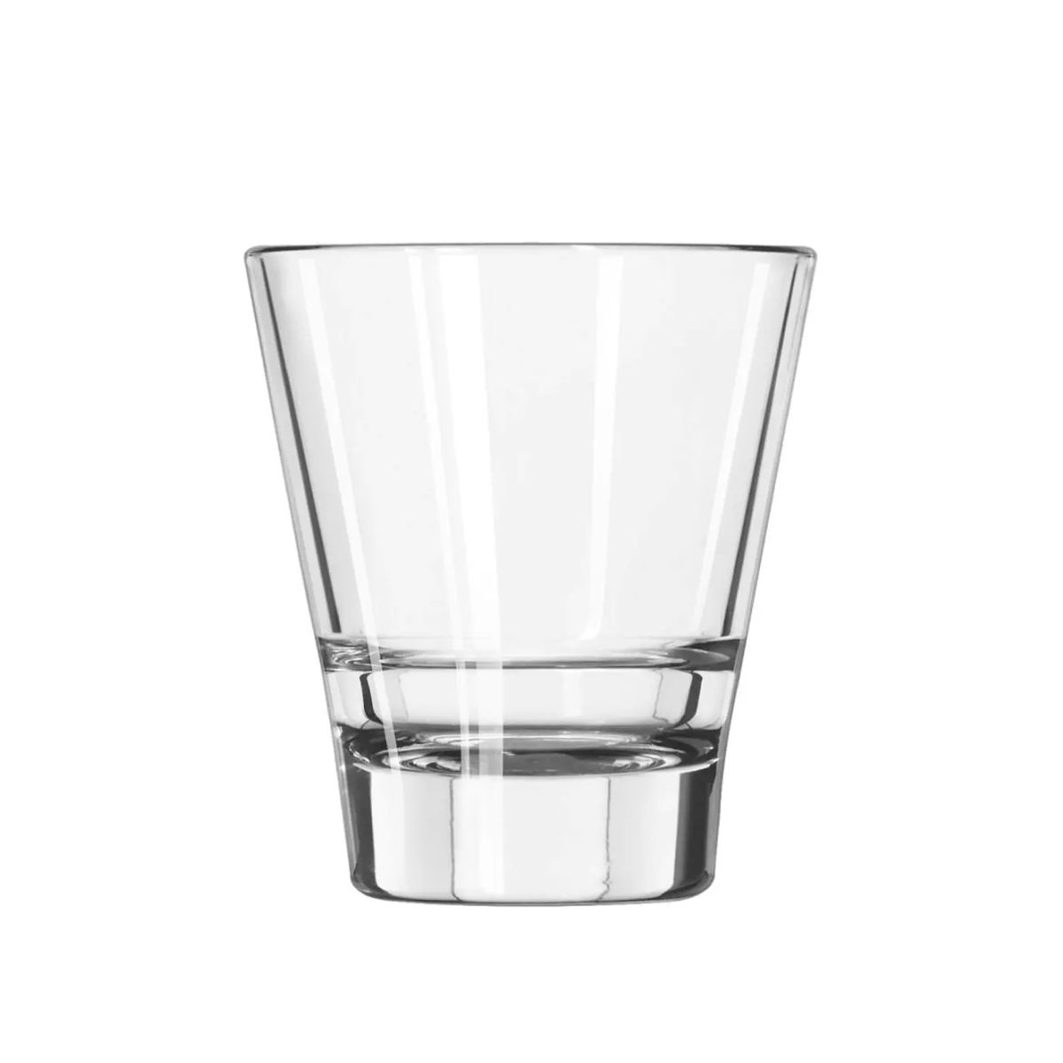 Transparant Tumbler Libbey Endeavor glas van 20 cl in vooraanzicht met glad oppervlak en rechte vorm.