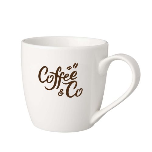 beker wit porseleinen Neo 25 cl. van porselein met zwart CoffeeCo-logo aan voorzijde.