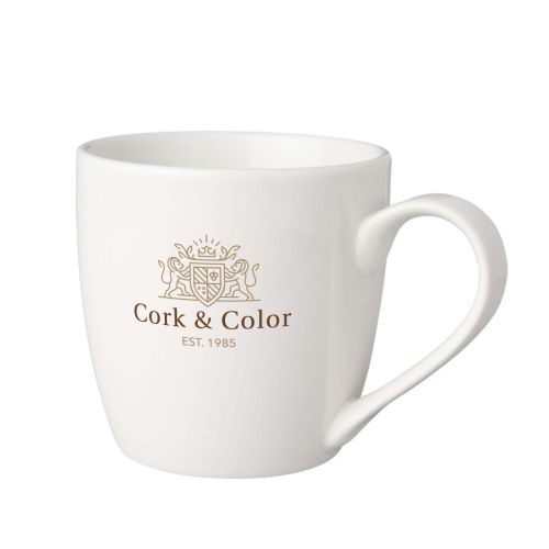 beker wit porseleinen Neo 25 cl. van porselein met meerkleurig CorkColor-logo aan voorzijde.