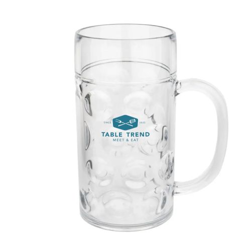 Kunststof bierpul van 110 cl. met enkelkleurig TableTrend-logo gecentreerd op de voorzijde.