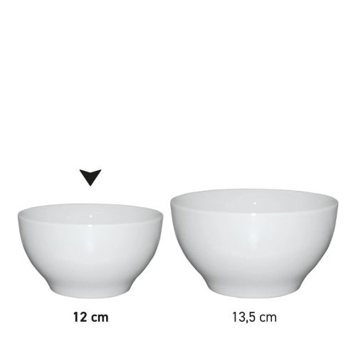 Serieoverzicht van witte porseleinen bowls van gepresenteerd als serie-lijn