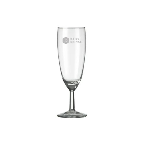 Champagneflute Gilde 16 cl. van glas met gegraveerd DailyDrinks-logo op het midden van het glas.