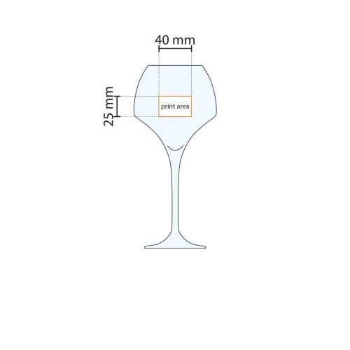 Technische werktekening met drukgebied van Chef & Sommelier Open Up wijnglas 55 cl.