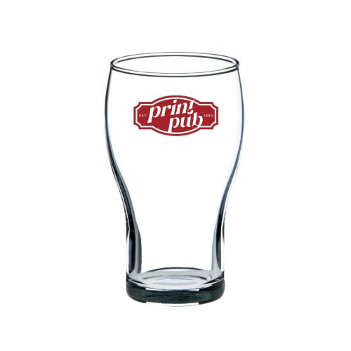 Glas Cola Klein 22 cl. met rood logo van PrintPub op de voorzijde, centraal bedrukt.