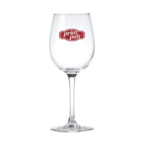 Cosy Moments wijnglas 48 cl. bedrukt met enkelkleurig PrintPub-logo op het glasoppervlak.