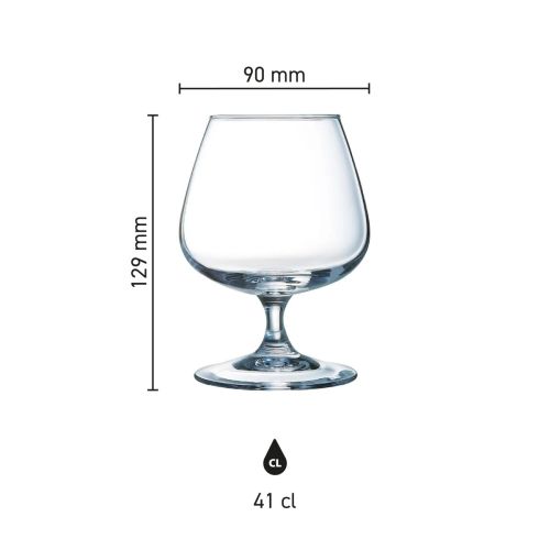 Infographic met productafmetingen van Degustation likeurglas 41 cl.
