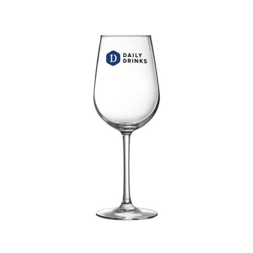 Domaine wijnglas 27 cl. glas vooraanzicht met bedrukt logo in meerdere kleuren van DailyDrinks.