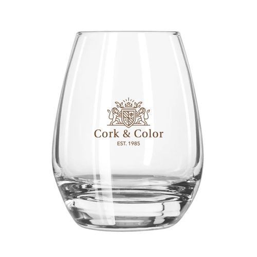 Tumbler glas Esprit 33 cl. met enkelkleurig CorkColor-logo gecentreerd op de voorzijde gedrukt.