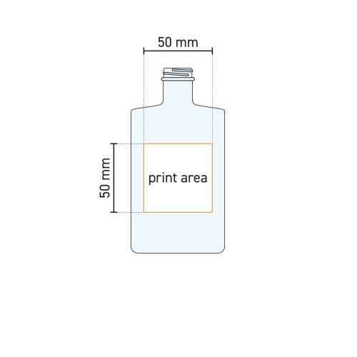 Illustratie met het drukgebied van de Fles Berlin 0,35 liter glas voor logo- of tekstbedrukking.