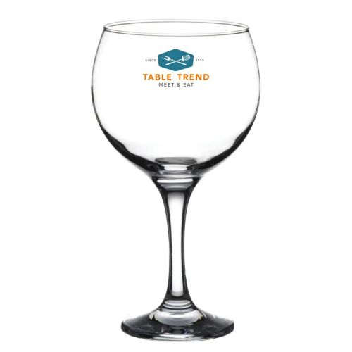 Gin Tonic Glas Bistro Cubata 63 cl glas vooraanzicht met meerkleurig logo TableTrend.