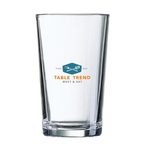 Glas Conique 57 cl. bedrukt met meerkleurig TableTrend-logo op het voorvlak van het glas.