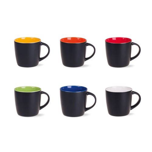 Overzicht van kleurvarianten van Handy mok Zwart 30 cl porselein, gesorteerd in 2 rijen onder elkaar.