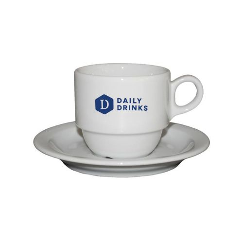 Legio Koffie wit 16 cl. SET en eenkleurig DailyDrinks-logo voorop zichtbaar.
