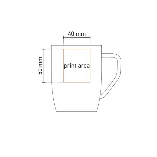 Technische werktekening met bedrukkingsvlak op mok Edge 28 cl. porselein.