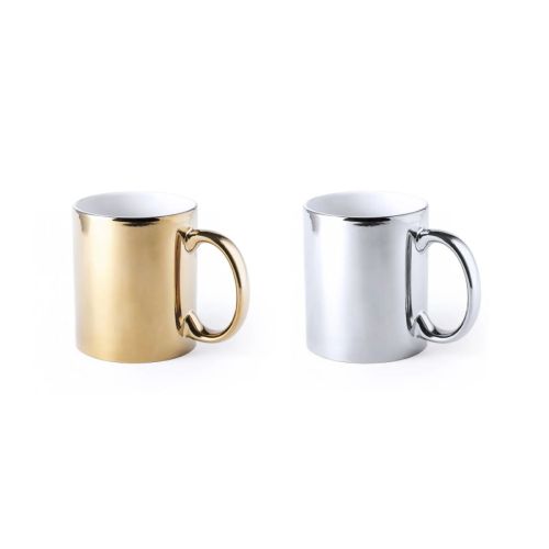 Kleurvariaties mok Jasper 35 cl. in porselein, beschikbaar met gravure in goud en zilver.