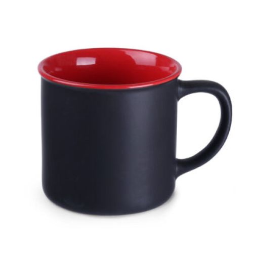 Zwart-rode keramieken mok Loft Supreme 31 cl. in frontaal aanzicht met glad oppervlak en rechte vorm.