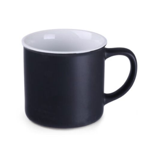 Zwart-witte keramieken mok Loft Supreme 31 cl. in frontaal aanzicht met glad oppervlak en rechte vorm.