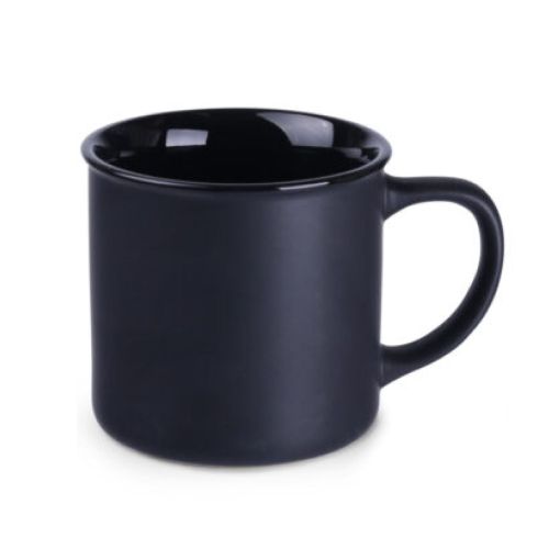 Zwarte keramieken mok Loft Supreme 31 cl. in frontaal aanzicht met glad oppervlak en rechte vorm.