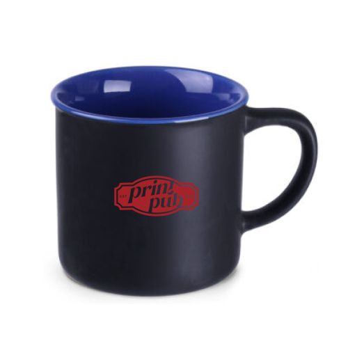 Keramische mok Loft Supreme 31 cl. met rood PrintPub-logo op het vooraanzicht bedrukt.