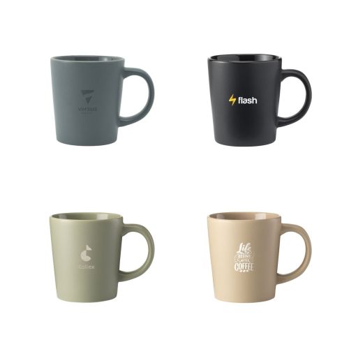 Overzicht van beschikbare kleuren voor de mok Ponti 25 cl. mat keramiek met verschillende tinten.