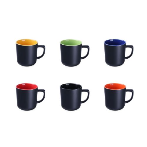 Overzicht van mok Rico Supreme 25 cl in verschillende keramische kleurvariaties naast elkaar gepresenteerd.