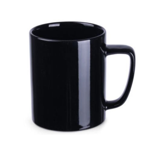 Zwarte mok Tommy Classic van 31 cl in vooraanzicht, met rechte wand en klassiek keramisch ontwerp.