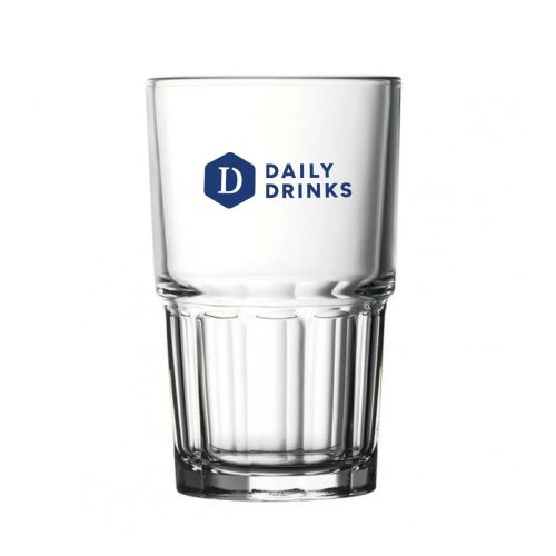 Transparant Next Longdrink Stapel 28,4 cl. met enkelkleurig DailyDrinks-logo op de voorzijde.