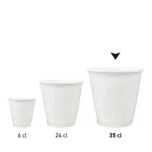 Seriebeeld toont meerdere porseleinen papercups naast elkaar gepresenteerd.