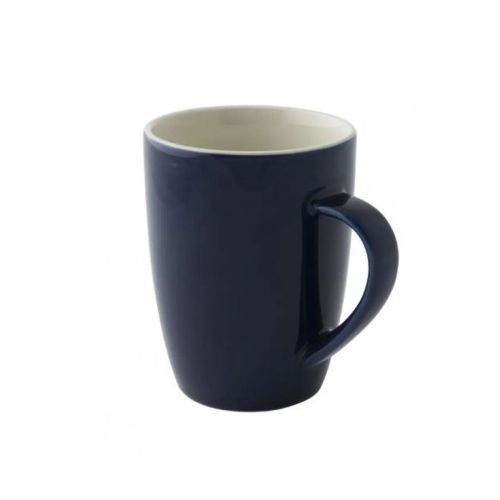 Robusta mok 18 cl. porselein in vooraanzicht, glad blauw oppervlak en rechte cilindervorm.