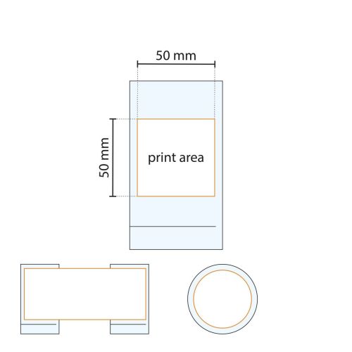 Technische werktekening toont drukgebied op het 21 cl spatjesglas van glas.