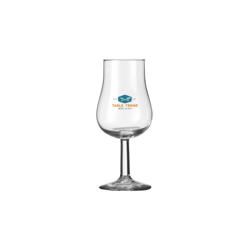 Tasting glass 13 cl glas vooraanzicht met meerkleurig logo TableTrend.