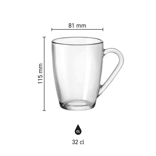 Infographic met hoogte, diameter en inhoud van het theeglas Icon 32 cl. graveren.