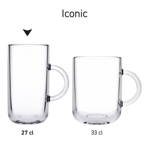 Overzichtsbeeld van theeglazen Iconic in serie met verschillende inhoudsmaten.